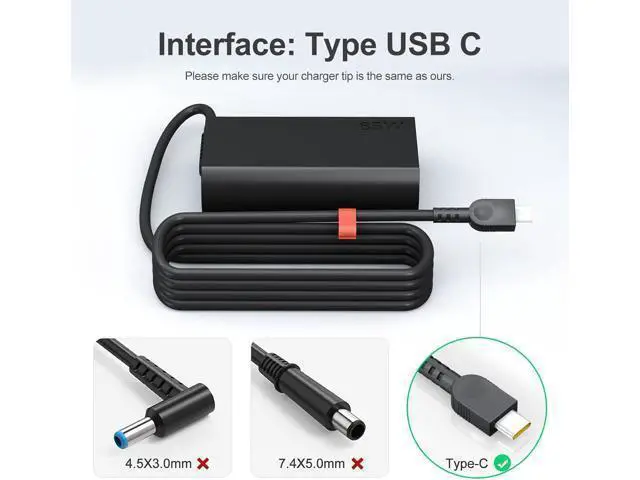 Alt view image 11 of 14 - New Slim 65W USB C Laptop Charger for Laptop Charger Compatible with ThinkPad/Yoga/ThinkBook Chromebook Computer Fast Charging Type C Power Adapter