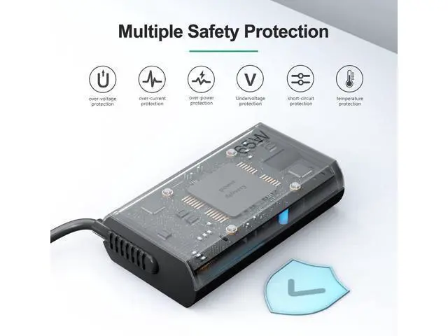 Alt view image 12 of 14 - New Slim 65W USB C Laptop Charger for Laptop Charger Compatible with ThinkPad/Yoga/ThinkBook Chromebook Computer Fast Charging Type C Power Adapter