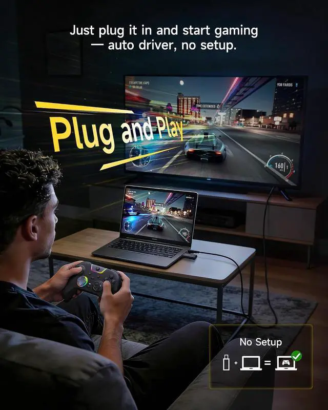 Alt view image 10 of 14 - X05Pro Wireless Gaming Controller for PC, Switch& Phone Ultra-Quiet Buttons, Hall Effect Joysticks, 2-Stage Triggers, 1000Hz Polling Rate, Programmable, Ergonomic Grips with 1000mAh Battery