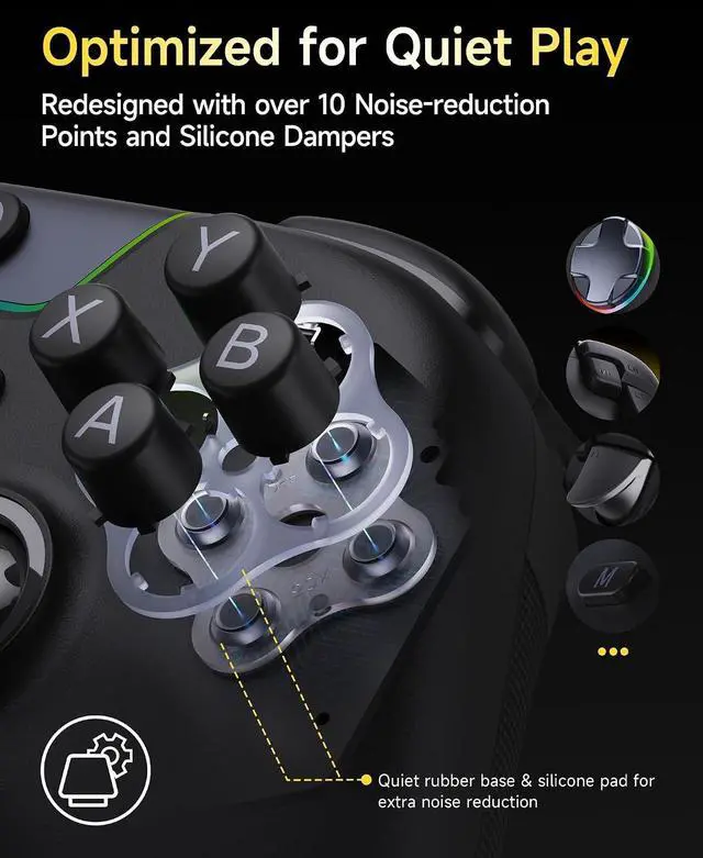 Alt view image 11 of 14 - X05Pro Wireless Gaming Controller for PC, Switch& Phone Ultra-Quiet Buttons, Hall Effect Joysticks, 2-Stage Triggers, 1000Hz Polling Rate, Programmable, Ergonomic Grips with 1000mAh Battery
