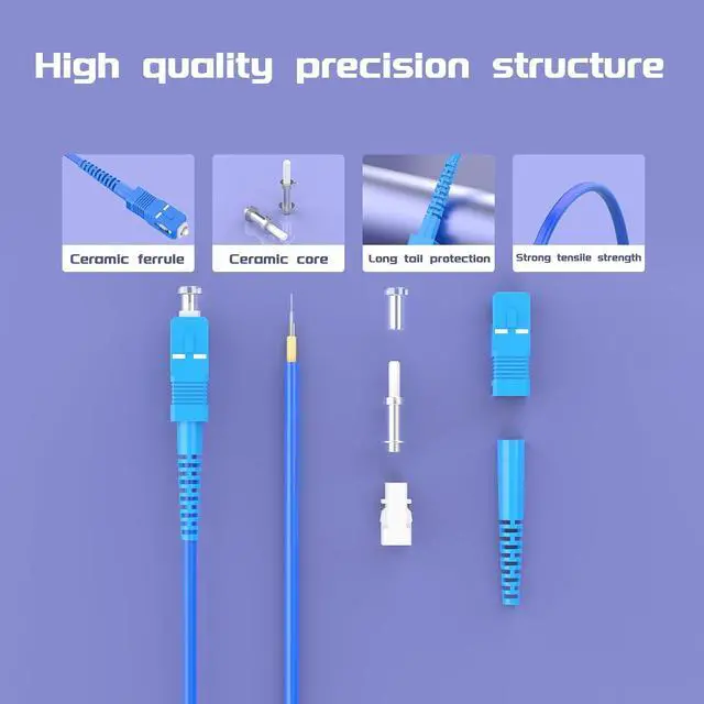 Alt view image 10 of 14 - Fiber Optic Internet Cable SC/UPC to FC/APC Indoor Armored Single Mode Simplex - 9/125m Fiber Optic Jumper Optical Patch Cord -OS1/OS2 Compatible, 20Meters/65.6ft LSZH Blue