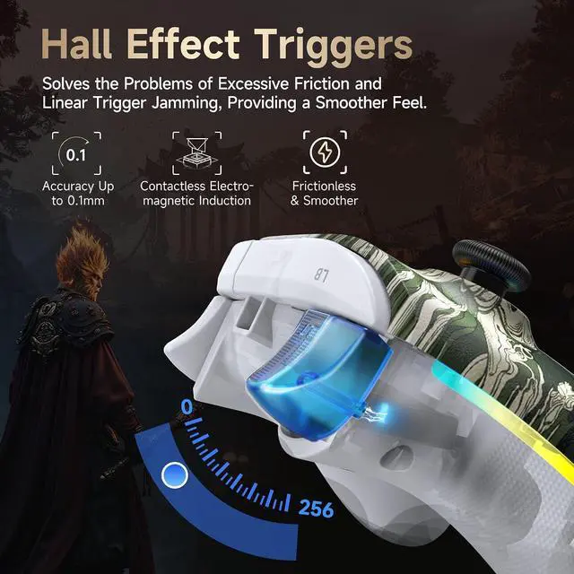 Alt view image 13 of 14 - X15 PC Controller - Enhanced Wireless Bluetooth Controller with Hall Joysticks/Hall Triggers/RGB Lighting - No Stick Drift, No Dead Zone - Work for Windows PC, Android, Steam and Switch multi color