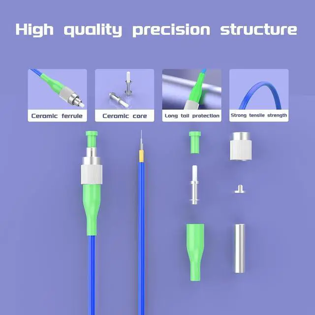 Alt view image 10 of 14 - Fiber Optic Internet Cable FC/APC to FC/APC Armored Single Mode Simplex - 9/125um 50Meters/164ft Fiber Optic Jumper Optical Patch Cord -OS1/OS2 Compatible, LSZH Blue