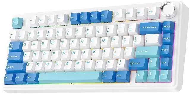 Alt view image 8 of 14 - x Aula F75 Ultra Wireless Gaming Keyboard with Knob, 10000mAh, Hot Swap, RGB, PBT Keycap, Creamy Sound, VIA, 75% Mechanical Keyboard for Win/Mac (Blue, Reaper)