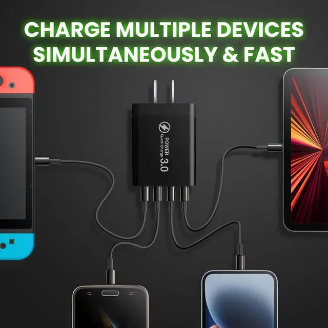 Alt view image 11 of 14 - Ulti Charger 4 Ports with Quick Charger Boltz Pro Lightning Fast Charger Fast Charging Block for Smart Phones Tablets Devices with Multiple Ports | Wall Charge for Travel & Home