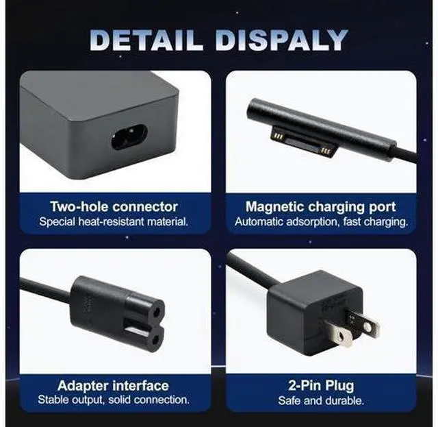 Alt view image 10 of 12 - 102W Surface Laptop Charger for Surface Laptop Studio Surface Laptop 3 4 5 Windows Surface Pro/Go Fast Charging Portable and Easy to Use