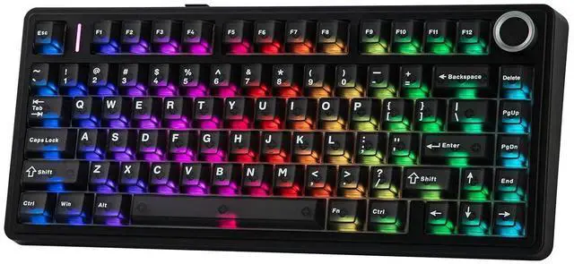 Alt view image 8 of 14 - x Aula F75 Ultra Wireless Gaming Keyboard with Knob, 10000mAh, Hot Swap, RGB, PBT Keycap, Creamy Sound, VIA, 75% Mechanical Keyboard for Win/Mac (Black, Reaper)