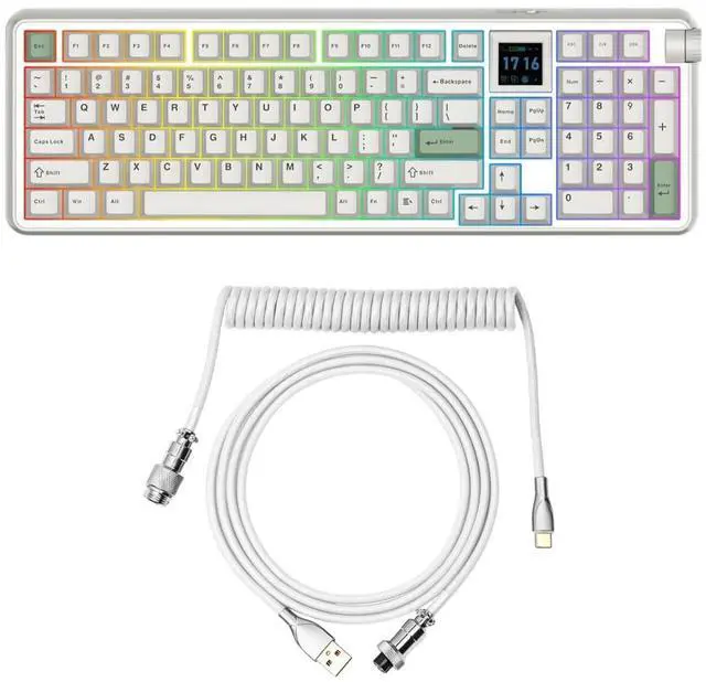 Main image of RT100 PRO Wireless Gaming Keyboard with 1.54" Screen&Knob+Mix 1.8m Coiled Keyboard Cable