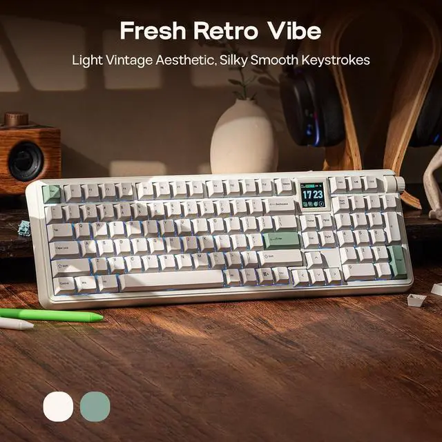 Alt view image 12 of 14 - RT100 PRO Wireless Gaming Keyboard with 1.54" Screen&Knob+Sea Salt V3 Silent Mechanical Keyboard Switches Set
