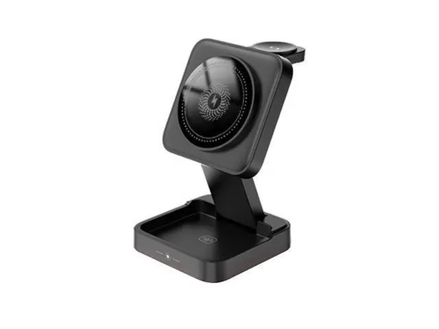 Alt view image 7 of 12 - 3 in 1 Wireless Charger 15W Foldable Wireless Magnetic Charger Station with Night Lamp for Phone Watch and Earphone