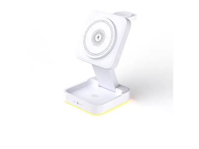 Alt view image 11 of 12 - 3 in 1 Wireless Charger 15W Foldable Wireless Magnetic Charger Station with Night Lamp for Phone Watch and Earphone