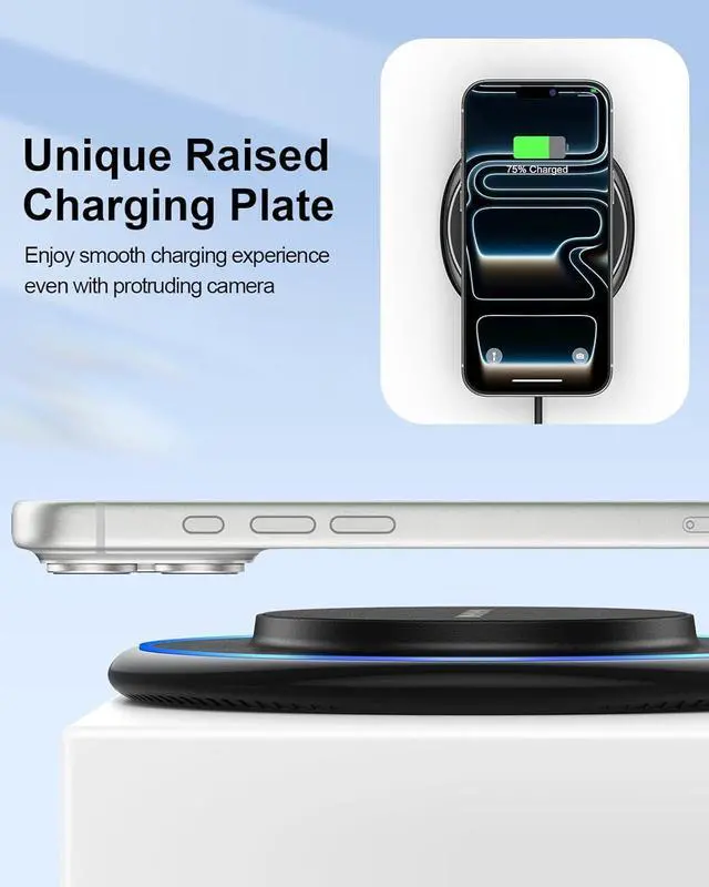 Alt view image 11 of 14 - Magnetic Wireless Charger Compatible with MagSafe Charger for iPhone 17/17 Air/16/15/14/13 Pro/Plus Fast Wireless Charging Pad Phone Charger Mat for AirPods 3/2 Pro with USB-C 20W PD Adapter