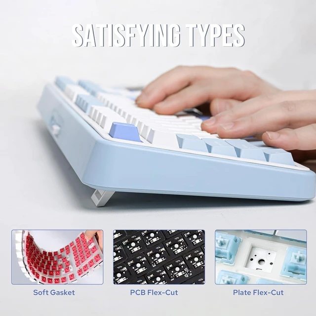 Alt view image 17 of 18 - TH99 Tri-Mode Wireless Mechanical Keyboard with Numpad+Roseveil Silent Keyboard Switch
