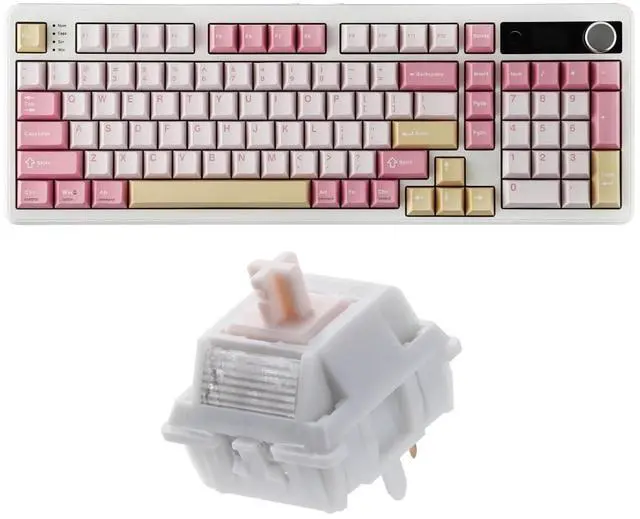 Alt view image 8 of 14 - TH99 PRO 96% Mechanical Keyboard with Screen & Knob+Cream Marble 47gf Gaming Keyboard Switches