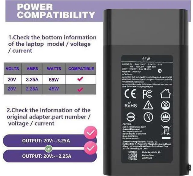 Alt view image 9 of 14 - New Slim 65W Laptop Charger for HP Laptop Charger USB C Computer Replacement Envy x360/Elitebook x360/Spectre x360/Elite x2/Pavilion/Zbook/ProBook Fast Type C Chromebook Power Cord Adapter