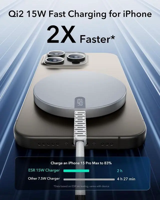 Alt view image 10 of 14 - for Qi2 Magsafe Charger 15W Wireless Charger Wireless Charging Pad for iPhone 15/14/13/12 AirPods 4/3/Pro/Pro 2 Galaxy S25 Strong Magnetic Charging Pad with Type-C Cable Silver