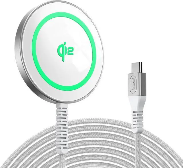 Alt view image 8 of 14 - for Qi2 Magsafe Charger 15W Wireless Charger Wireless Charging Pad for iPhone 15/14/13/12 AirPods 4/3/Pro/Pro 2 Galaxy S25 Strong Magnetic Charging Pad with Type-C Cable Silver