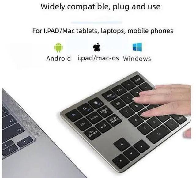 Alt view image 13 of 14 - 35 Key Digital Keypad Wireless BT Dual Mode Numeric Keypad Silent Mobile Phone Computer Compatible Numeric Keyboard White