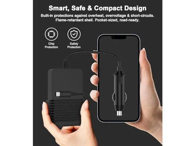 Alt view image 12 of 12 - Laptop Car Charger 100W, USB C Port Replacement for MacBook Pro/Air, Dell, HP, Lenovo,ASUS, Acer - with Extra USB-A Port for Tablets, Phones, Earbuds and More Other USBC Devices Computer AC Adapter