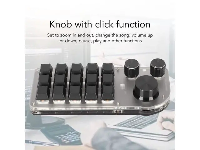 Alt view image 7 of 10 - One Handed Programmable Mechanical Keyboard, 3 Knobs 15 Keys Programming Macro Pad, Mini Keypad, Multifunction DIY Programmable Keypad