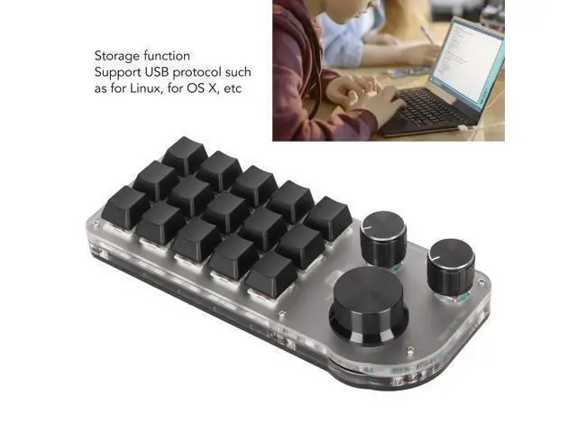 Alt view image 8 of 10 - One Handed Programmable Mechanical Keyboard, 3 Knobs 15 Keys Programming Macro Pad, Mini Keypad, Multifunction DIY Programmable Keypad