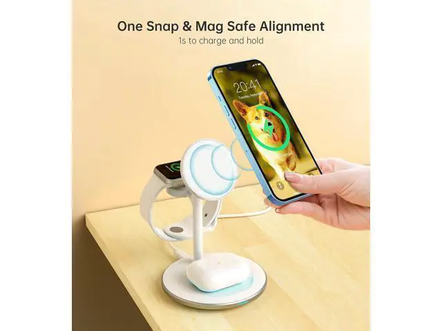 Alt view image 9 of 14 - 3 in 1 Wireless Charging Station for Multiple Devices, 15W Fast Wireless Mag-Safe Charger Stand for iPhone 14 13 12 Pro Max/Plus/Pro/Mini, Mag Charger for iWatch Ultra/8/7/SE/6/5/4/3/2, AirPods