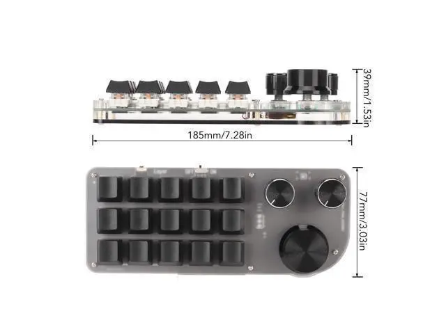 Alt view image 10 of 10 - One Handed Programmable Mechanical Keyboard, 3 Knobs 15 Keys Programming Macro Pad, Mini Keypad, Multifunction DIY Programmable Keypad