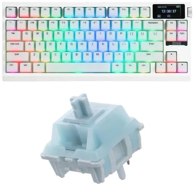 Alt view image 8 of 14 - Creamy Jade 45gf Gaming Keyboard Switches+G84 PRO Wireless Gaming Keyboard with Screen&Knob