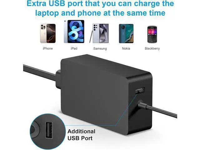 Alt view image 11 of 14 - Charger Compatible with Surface Pro Surface Go Tablet Surface Book Support 65W 44W 39W 36W 24W Surface Laptop Charger