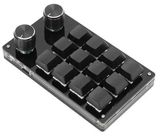 Alt view image 6 of 10 - Cuifati One Handed Macro Mechanical Keyboard, 12 Key Mini Programmable Micro Keyboard, Fully Programmable Keys and 2 Knob, for, for Vista, for, for Macos(Full Black)