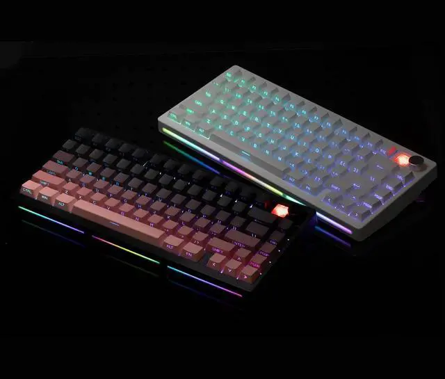 Alt view image 14 of 14 - PMOKEY P75 75% Wireless Mechanical Keyboard, Tri-Mode RGB Gaming Keyboard with Dot-Matrix Display, Aluminum Alloy Body, Volume Knob, Up to 10000mAh Battery (Lite White)