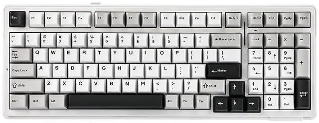 Alt view image 8 of 14 - x Aula F99 Wireless Mechanical Keyboard, Hot Swappable Gasket Custom Gaming Keyboard with Five-Layer Padding, BT/2.4GHz/USB-C, 8000mAh Battery (White Grey, Graywood V3 Switch)