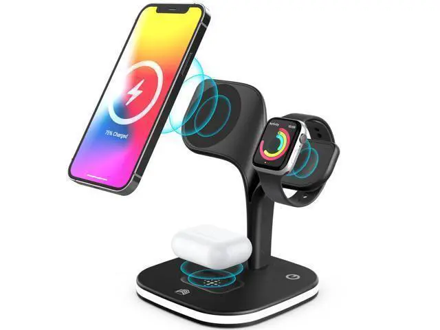 Alt view image 7 of 12 - 3 in 1 Magnetic Wireless Charger for Iphone 13 12/Watch/Headphones Wireless Charger Compatible for Apple Products Fast Wireless