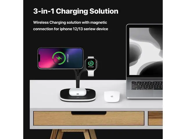 Alt view image 10 of 12 - 3 in 1 Magnetic Wireless Charger for Iphone 13 12/Watch/Headphones Wireless Charger Compatible for Apple Products Fast Wireless
