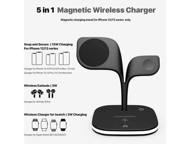 Alt view image 11 of 12 - 3 in 1 Magnetic Wireless Charger for Iphone 13 12/Watch/Headphones Wireless Charger Compatible for Apple Products Fast Wireless