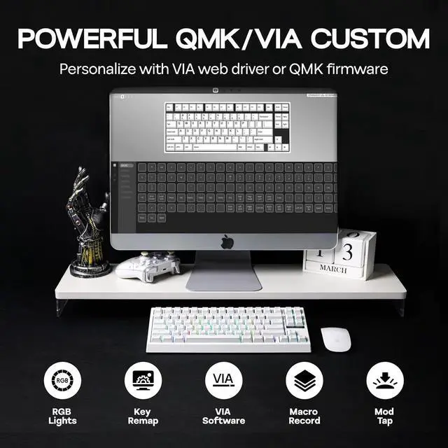 Alt view image 10 of 14 - G84 80% RGB Gaming Mechanical Keyboard+Puff Aviator Coiled USB Cable
