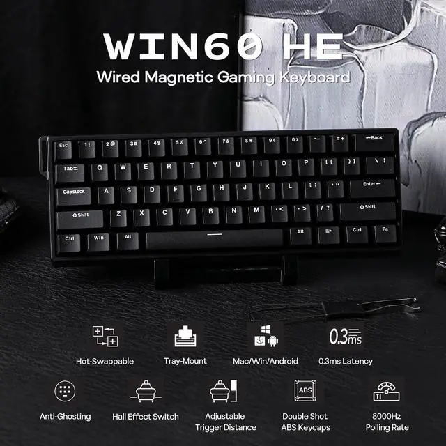 Alt view image 9 of 14 - Aula WIN60 HE 60% Wired Magnetic Keyboard with Adjustable Actuation+Creamy Jade Magnetic Switches