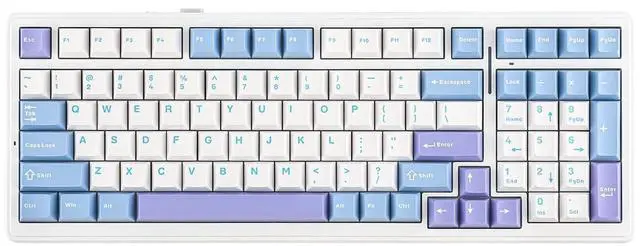 Alt view image 8 of 14 - x Aula F99 Wireless Mechanical Keyboard, Hot Swappable Gasket Custom Gaming Keyboard with Five-Layer Padding, BT/2.4GHz/USB-C, 8000mAh Battery (White Light Blue, Graywood V3 Switch)