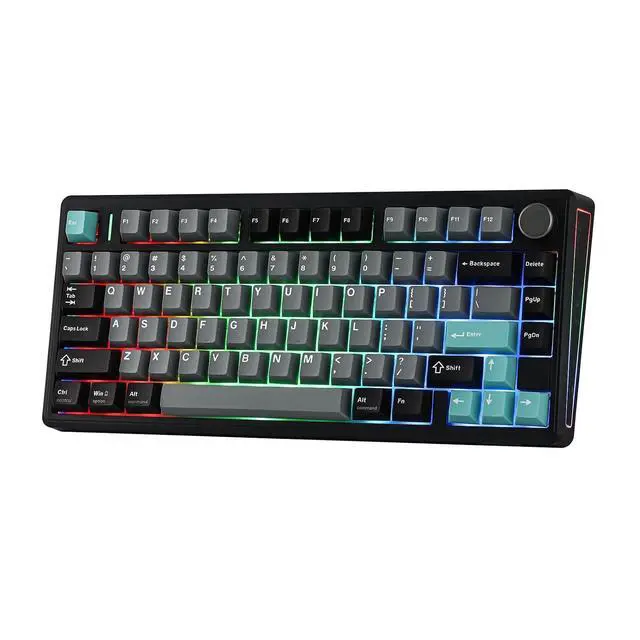 Alt view image 8 of 14 - TH80 V2 75% Wireless Mechanical Keyboard with Metal Knob, 8000mAh, 2.4Ghz/BT/USB-C, RGB, Hot Swap, Custom Driver, PBT Keycap, Wireless Gaming Keyboard for PC/Mac (Black, Sea Salt Silent)