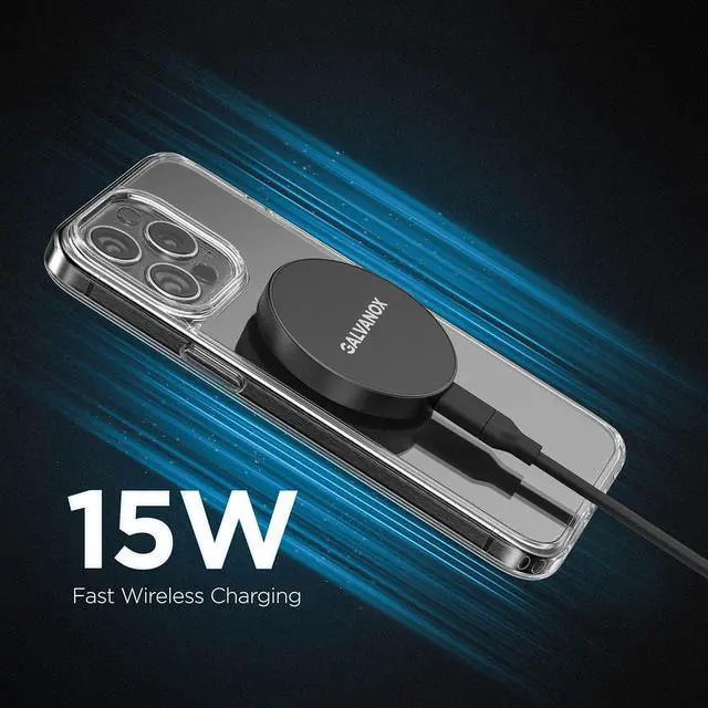 Alt view image 10 of 14 - Galvanox Long Wireless Charger Compatible with MagSafe (10 Foot Cable) Magnetic 15W Fast Charging Pad for iPhone with Flexible Removable Cord (Black)