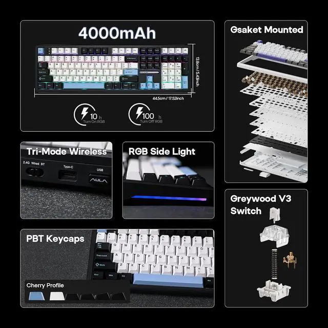 Alt view image 9 of 14 - F108 Wireless Gaming Keyboard+Roseveil Silent Keyboard Switch