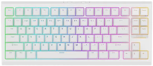 Alt view image 8 of 14 - G84 80% RGB Gaming Mechanical Keyboard, 2.4GHz/ Type-C/BT Wireless Keyboard, QMK/VIA Programmable, Hot-Swappable, NKRO, with Shine Through PBT Keycaps for Gamers (White, Creamy Jade Switch)