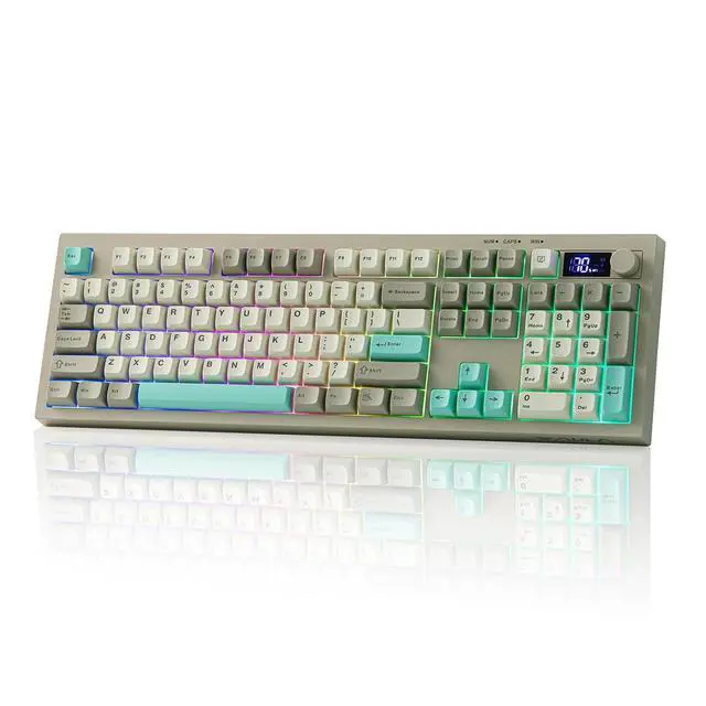 Alt view image 8 of 14 - Aula S102 PRO Membrane Gaming Keyboard with TFT Screen, Volume Knob & Number Pad, BT/2.4G/USB, RGB Backlit, Creamy Silicone Structure, Silent Keyboard for PC Game/Office (Grey)