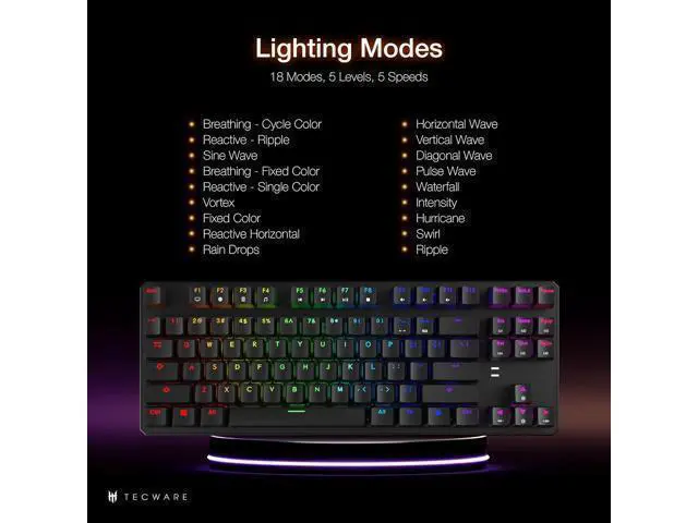 Alt view image 6 of 6 - TECWARE Phantom 87 Key Mechanical Keyboard, RGB led, Outemu RED Switch