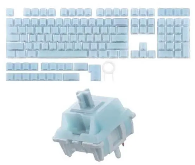 Main image of Creamy Jade 45gf Gaming Keyboard Switches+Frost Jelly Keycaps Set - 126 Keys Forged Carbon Fiber Keycaps