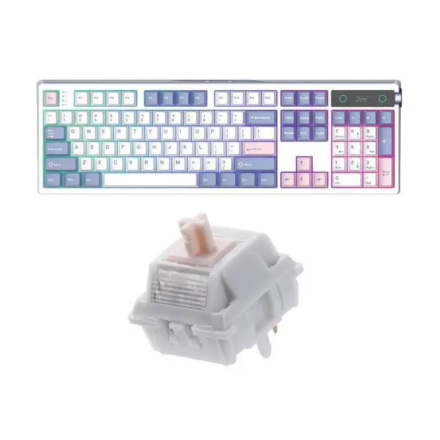Alt view image 8 of 14 - TH108 PRO Full Size Mechanical Keyboard with Screen & Knob+Cream Marble 47gf Gaming Keyboard Switches