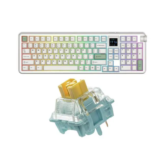 Alt view image 8 of 14 - RT100 PRO Wireless Gaming Keyboard with 1.54" Screen&Knob+Sea Salt V3 Silent Mechanical Keyboard Switches Set