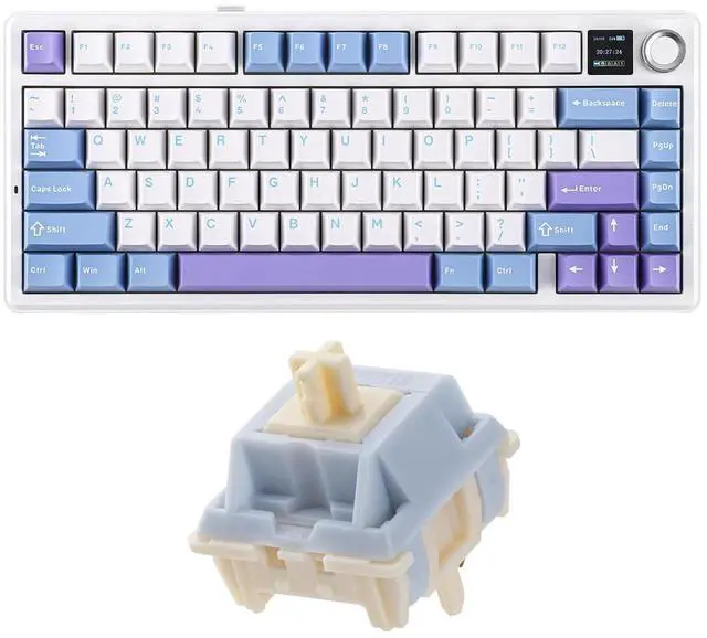 Alt view image 8 of 14 - X Aula F75 MAX Wireless Mechanical Keyboard with TFT Screen and Knob+Sorane 39gf Gaming Keyboard Switches Set