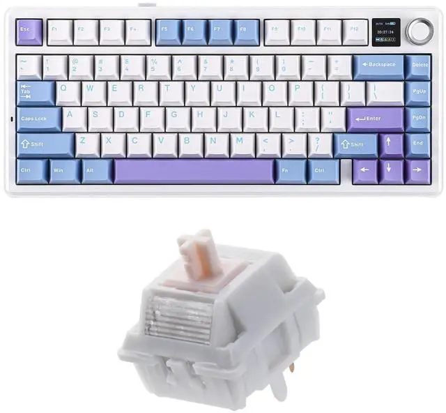 Alt view image 8 of 14 - X Aula F75 MAX Wireless Mechanical Keyboard with TFT Screen and Knob+Cream Marble 47gf Gaming Keyboard Switches