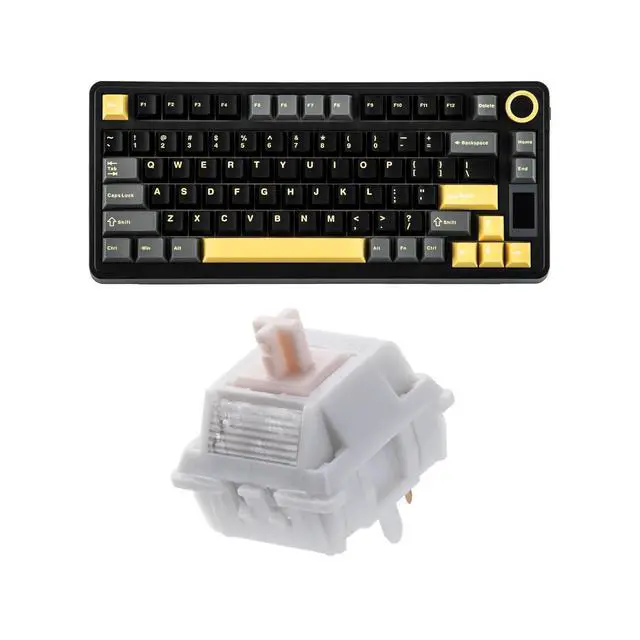 Alt view image 8 of 14 - X Aula EA75 MAX Wireless Gaming Keyboard with Screen & Knob+Cream Marble 47gf Gaming Keyboard Switches